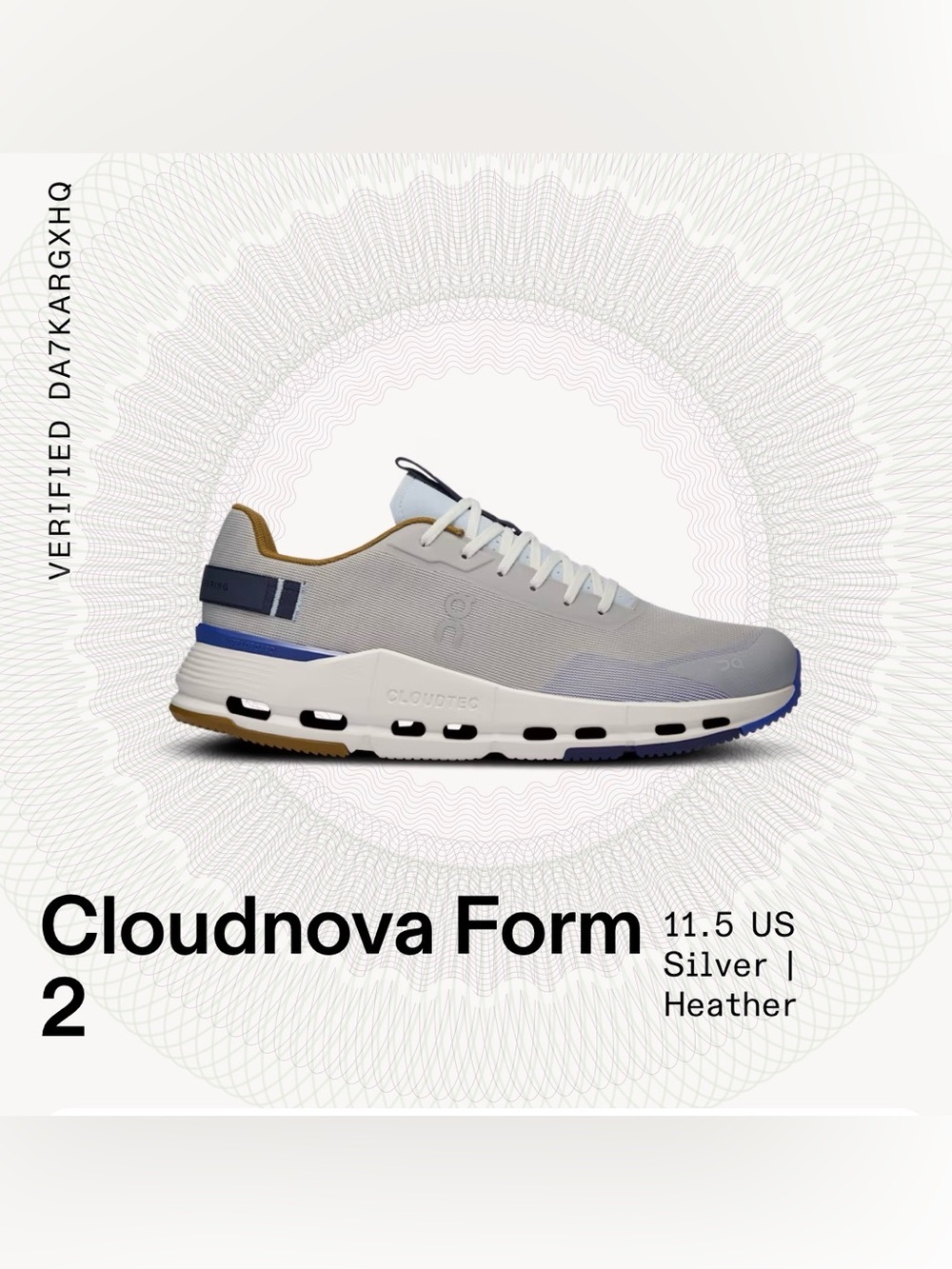 On Cloud Cloudnova Form 2 Silver/Heather size is 11.5